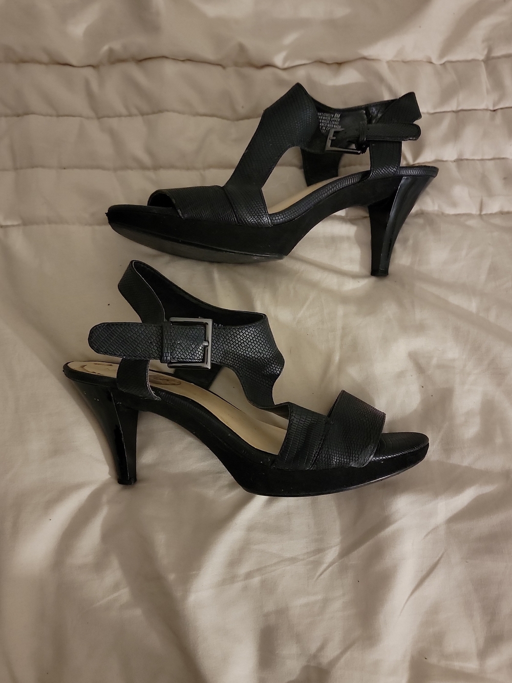 Nine West Black Textured Slingback Heels